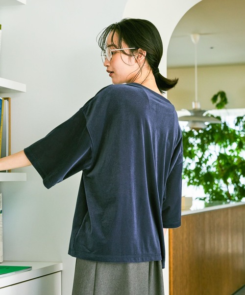 niko and...(ニコアンド)の「アニマルベロアフロッキーTシャツ(Tシャツ/カットソー・レディース・ネイビー/ライトグレー/ダークブラウン・FREE)」の22枚目の写真
