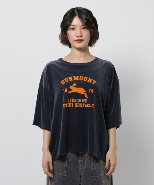niko and...(ニコアンド)の「アニマルベロアフロッキーTシャツ(Tシャツ/カットソー・レディース・ネイビー/ライトグレー/ダークブラウン・FREE)」の7枚目の写真