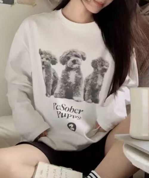 Vipoa(ヴィポア)の「DOGグラフィックロンTEE(Tシャツ/カットソー・レディース・ホワイト・FREE)」の21枚目の写真