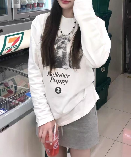 Vipoa(ヴィポア)の「DOGグラフィックロンTEE(Tシャツ/カットソー・レディース・ホワイト・FREE)」の10枚目の写真
