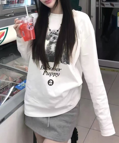 Vipoa(ヴィポア)の「DOGグラフィックロンTEE(Tシャツ/カットソー・レディース・ホワイト・FREE)」の11枚目の写真