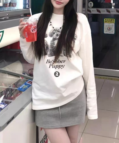 Vipoa(ヴィポア)の「DOGグラフィックロンTEE(Tシャツ/カットソー・レディース・ホワイト・FREE)」の12枚目の写真