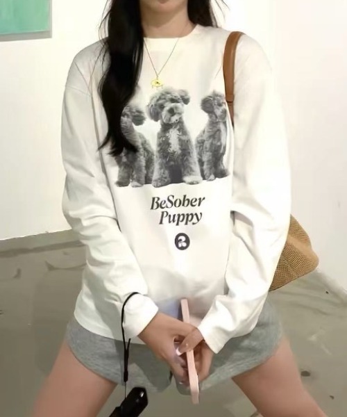 Vipoa(ヴィポア)の「DOGグラフィックロンTEE(Tシャツ/カットソー・レディース・ホワイト・FREE)」の8枚目の写真