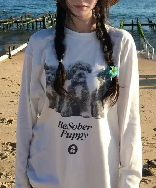 Vipoa(ヴィポア)の「DOGグラフィックロンTEE(Tシャツ/カットソー・レディース・ホワイト・FREE)」の7枚目の写真