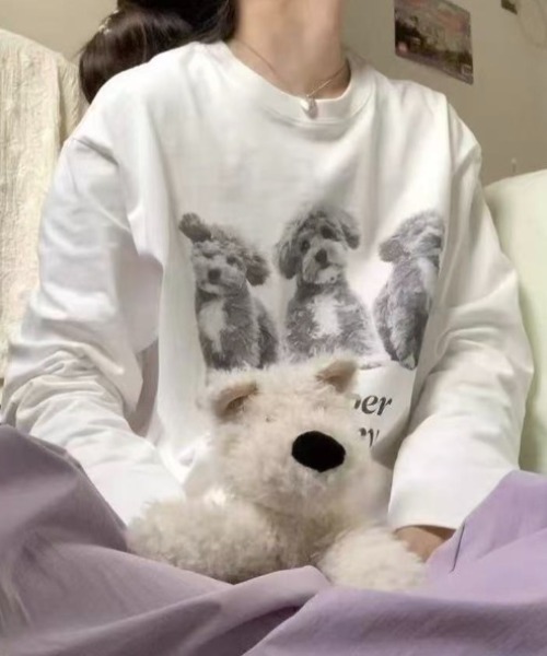 Vipoa(ヴィポア)の「DOGグラフィックロンTEE(Tシャツ/カットソー・レディース・ホワイト・FREE)」の13枚目の写真