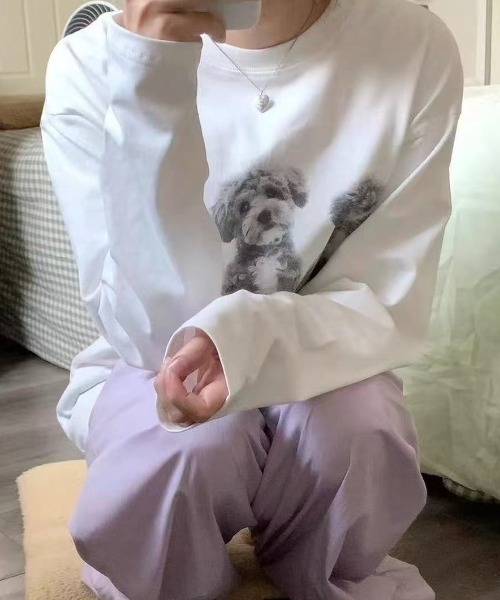 Vipoa(ヴィポア)の「DOGグラフィックロンTEE(Tシャツ/カットソー・レディース・ホワイト・FREE)」の16枚目の写真