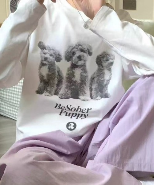Vipoa(ヴィポア)の「DOGグラフィックロンTEE(Tシャツ/カットソー・レディース・ホワイト・FREE)」の14枚目の写真