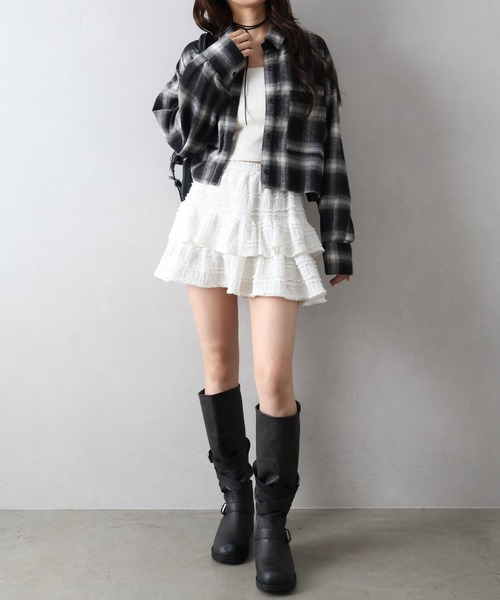 SpRay（スプレイ）の「ビエラチェックショートシャツ（シャツ/ブラウス・レディース・アイボリー/ブルー系その他/ボルドー/ブラック・FREE）」の9枚目の写真