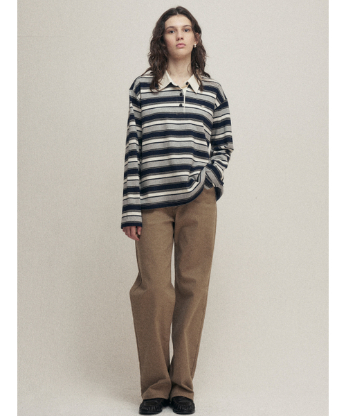 MALOUPE（マロップ）の「5118 ストライプカラーTシャツ (ネイビー)（ポロシャツ・レディース・ネイビー・FREE）」の2枚目の写真