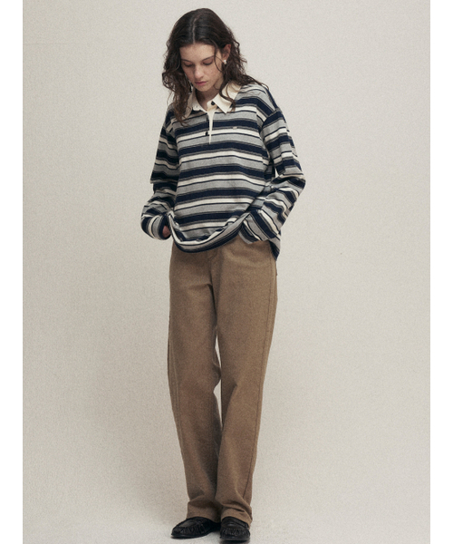 MALOUPE（マロップ）の「5118 ストライプカラーTシャツ (ネイビー)（ポロシャツ・レディース・ネイビー・FREE）」の3枚目の写真