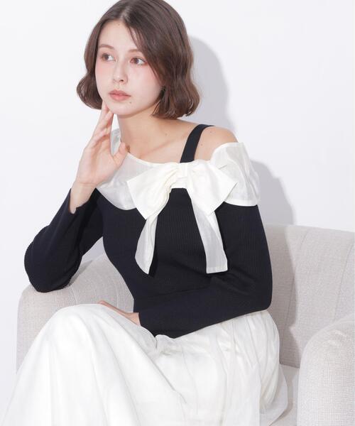 JILL by JILL STUART(ジルバイジルスチュアート)の「アシメリボンドッキングワンピース(ワンピース・レディース・ブラック/ホワイト/ブルー・FREE)」の13枚目の写真