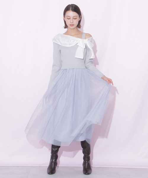 JILL by JILL STUART(ジルバイジルスチュアート)の「アシメリボンドッキングワンピース(ワンピース・レディース・ブラック/ホワイト/ブルー・FREE)」の22枚目の写真
