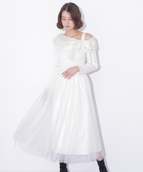 JILL by JILL STUART(ジルバイジルスチュアート)の「アシメリボンドッキングワンピース(ワンピース・レディース・ブラック/ホワイト/ブルー・FREE)」の17枚目の写真