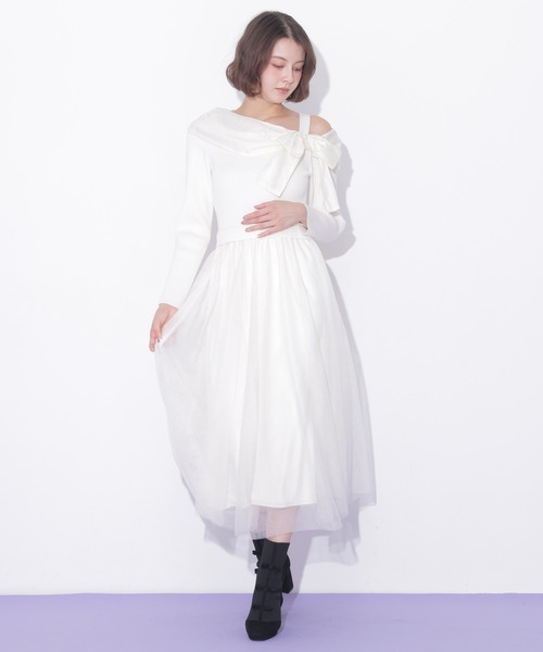 JILL by JILL STUART(ジルバイジルスチュアート)の「アシメリボンドッキングワンピース(ワンピース・レディース・ブラック/ホワイト/ブルー・FREE)」の15枚目の写真