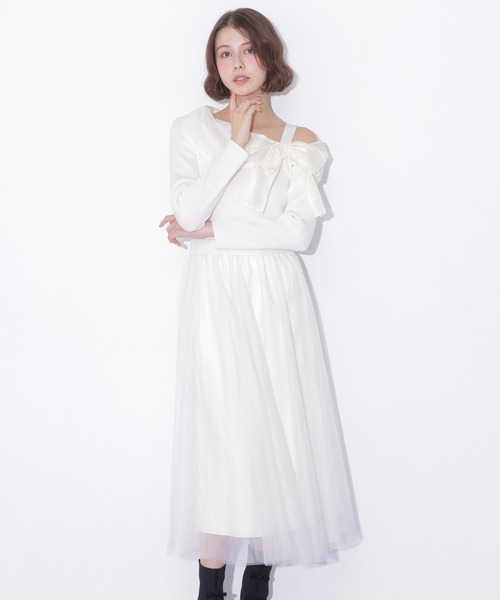 JILL by JILL STUART(ジルバイジルスチュアート)の「アシメリボンドッキングワンピース(ワンピース・レディース・ブラック/ホワイト/ブルー・FREE)」の16枚目の写真