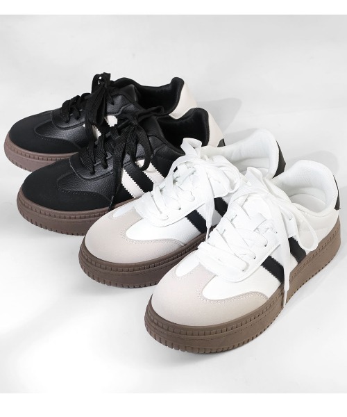Dedes(デデス)の「Dedes / +4cm 軽量厚底 ダブルライン コートスニーカー メンズ レディース 韓国ストリート(6431)(スニーカー・レディース・ホワイト/ブラック・43/42/37/36/35/41/40/39/38/44)」の4枚目の写真