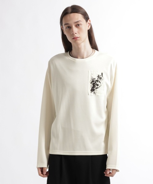 HARE(ハレ)の「ドローイングバックプリントカットLS(HARE)(Tシャツ/カットソー・メンズ・ホワイト/ブラック・FREE)」の2枚目の写真