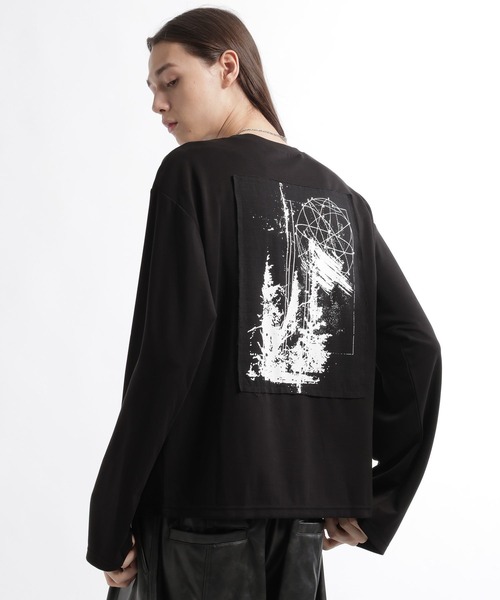 HARE(ハレ)の「ドローイングバックプリントカットLS(HARE)(Tシャツ/カットソー・メンズ・ホワイト/ブラック・FREE)」の1枚目の写真