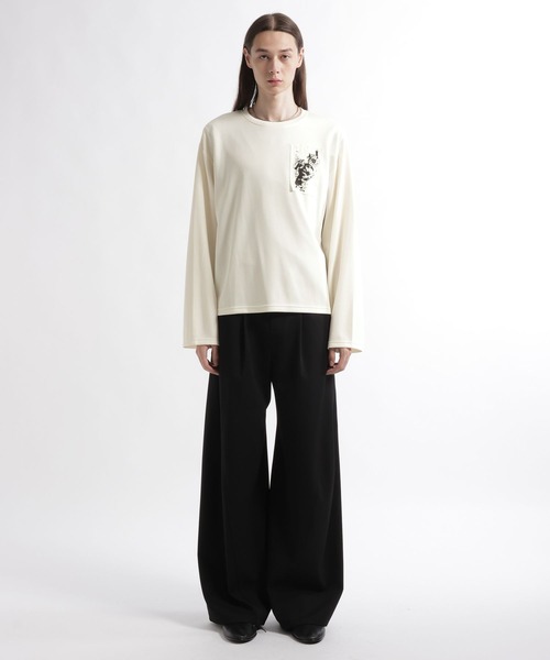 HARE(ハレ)の「ドローイングバックプリントカットLS(HARE)(Tシャツ/カットソー・メンズ・ホワイト/ブラック・FREE)」の3枚目の写真