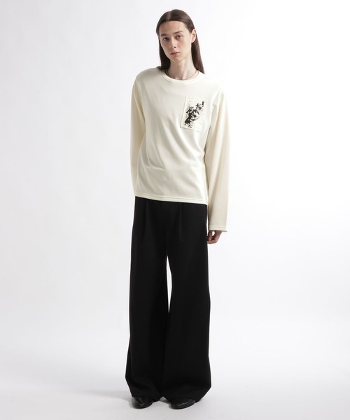 HARE(ハレ)の「ドローイングバックプリントカットLS(HARE)(Tシャツ/カットソー・メンズ・ホワイト/ブラック・FREE)」の4枚目の写真