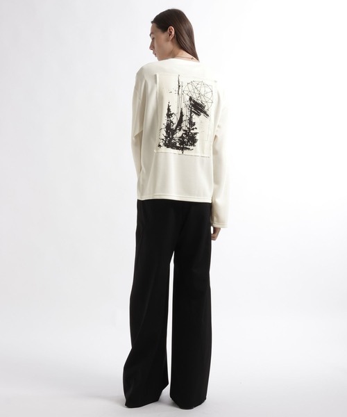 HARE(ハレ)の「ドローイングバックプリントカットLS(HARE)(Tシャツ/カットソー・メンズ・ホワイト/ブラック・FREE)」の5枚目の写真