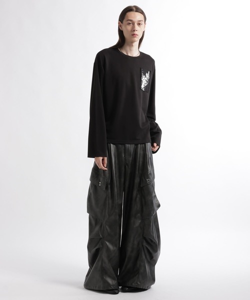 HARE(ハレ)の「ドローイングバックプリントカットLS(HARE)(Tシャツ/カットソー・メンズ・ホワイト/ブラック・FREE)」の7枚目の写真