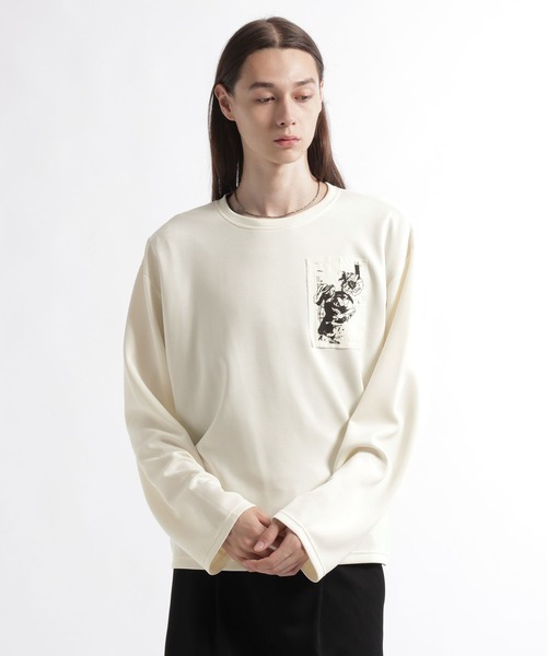 HARE(ハレ)の「ドローイングバックプリントカットLS(HARE)(Tシャツ/カットソー・メンズ・ホワイト/ブラック・FREE)」の9枚目の写真