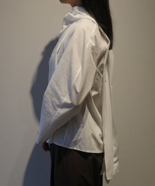AMOMENTO（アモーメント）の「AMOMENTO COTTON SCARF TOP（その他トップス・レディース・ホワイト/グレー・0）」の4枚目の写真