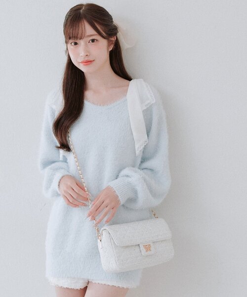 Aimerianejoie(エメリアーヌジョワ)の「Aimerianejoieキルティングショルダーバッグ(ショルダーバッグ・レディース・ブラック/オフホワイト/サックスブルー/ピンク・FREE)」の18枚目の写真