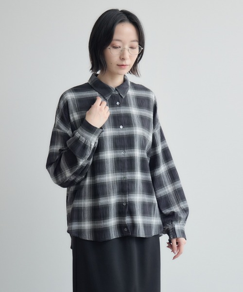 Paradise Picnic(パラダイスピクニック)の「後ろシャーリングチェックシャツ(シャツ/ブラウス・レディース・ブラウン/グレー・FREE)」の9枚目の写真