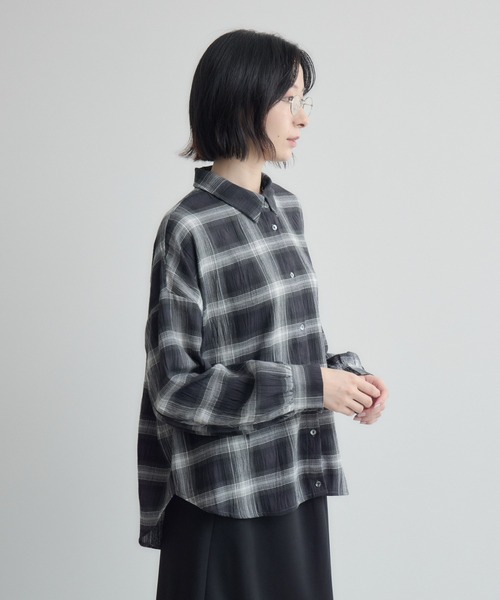 Paradise Picnic(パラダイスピクニック)の「後ろシャーリングチェックシャツ(シャツ/ブラウス・レディース・ブラウン/グレー・FREE)」の10枚目の写真