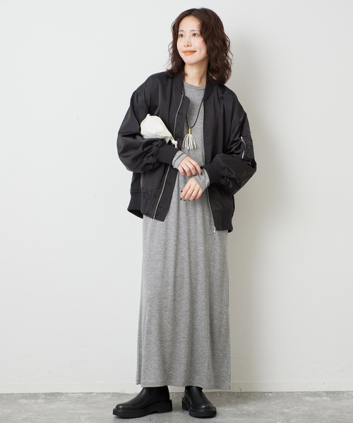 SLOBE IENA(スローブイエナ)の「《シリーズあり/》ウール混ジャージーワンピース(ワンピース・レディース・ピンク/グレー/チャコールグレー・FREE)」の2枚目の写真