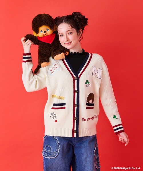 Jolly Poupee（ジョリープッペ）の「【モンチッチ】メッセージ刺繍カーディガン（カーディガン/ボレロ・レディース・オフホワイト/ネイビー・FREE/38）」の20枚目の写真