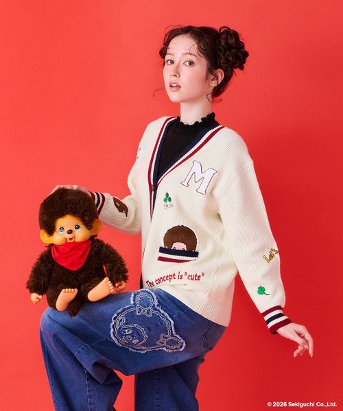 Jolly Poupee（ジョリープッペ）の「【モンチッチ】メッセージ刺繍カーディガン（カーディガン/ボレロ・レディース・オフホワイト/ネイビー・FREE/38）」の19枚目の写真
