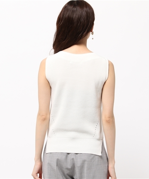 31 Sons de mode（トランテアン　ソン　ドゥ　モード）の「畦ラメ混ノースリプルオーバー（ニット/セーター・レディース・オフホワイト/ピンク/ネイビー・36）」の6枚目の写真