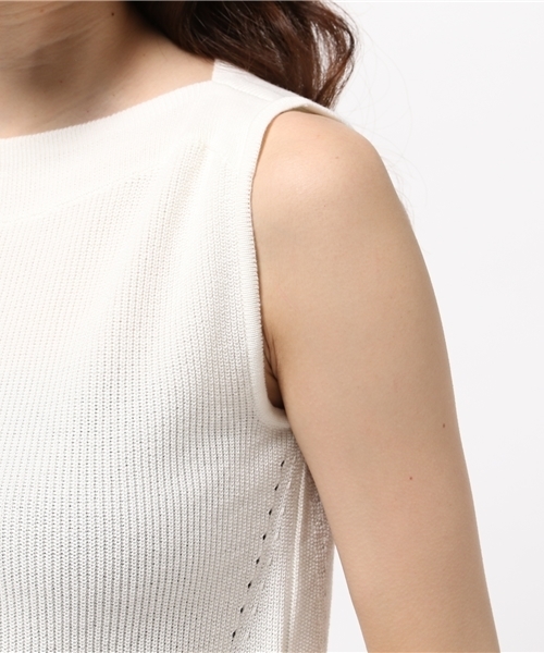 31 Sons de mode（トランテアン　ソン　ドゥ　モード）の「畦ラメ混ノースリプルオーバー（ニット/セーター・レディース・オフホワイト/ピンク/ネイビー・36）」の8枚目の写真