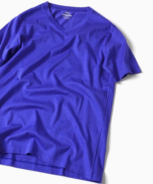 SHIPS（シップス）の「SC: アメリカンシーアイランドコットン Vネック Tシャツ■（Tシャツ/カットソー・メンズ・オリーブ/ホワイト/ベージュ/グレー/ピンク/ネイビー/パープル/ブルー/マスタード・MEDIUM/SMALL/LARGE/X-LARGE）」の7枚目の写真