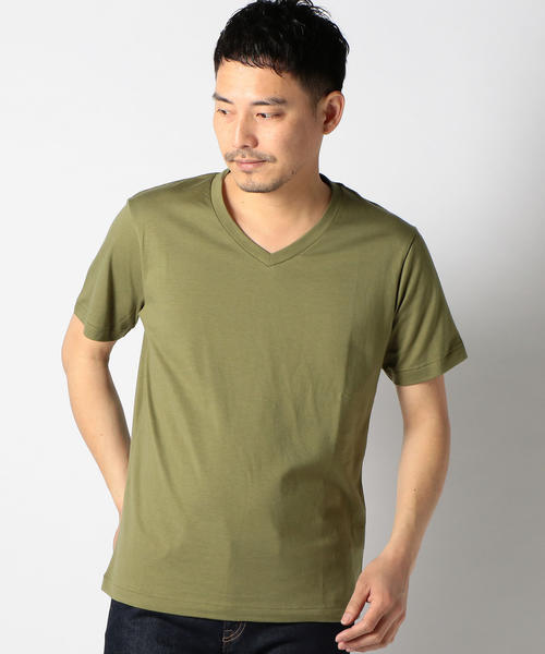 SHIPS（シップス）の「SC: アメリカンシーアイランドコットン Vネック Tシャツ■（Tシャツ/カットソー・メンズ・オリーブ/ホワイト/ベージュ/グレー/ピンク/ネイビー/パープル/ブルー/マスタード・MEDIUM/SMALL/LARGE/X-LARGE）」の14枚目の写真