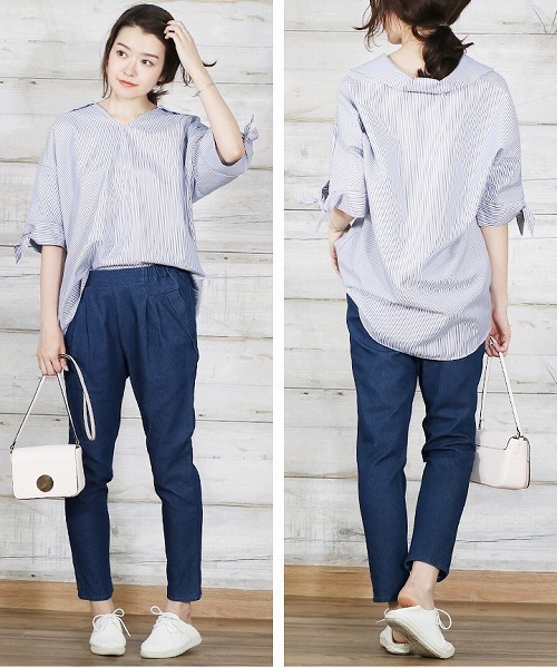 reca（レカ）の「長いシーズン着まわしOK◇ストレッチデニムテーパードパンツ（デニムパンツ・レディース・ブルー系その他/ブルー・LL/L/M）」の3枚目の写真