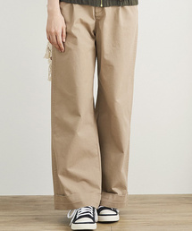 リブ　イン　コンフォート　しっかり素材で脚のラインをカモフラージュ　コットンワイドパンツ