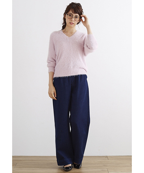 Live in comfort（リブインコンフォート）の「リブ　イン　コンフォート　しっかり素材で脚のラインをカモフラージュ　コットンワイドパンツ（その他パンツ・レディース・インディゴブルー/ブラック/キャメル/カーキ/ベージュ・10/6/8/11/9/12/7/2/15 /14/13/3/1/5/4）」の12枚目の写真