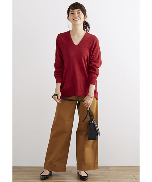 Live in comfort（リブインコンフォート）の「リブ　イン　コンフォート　しっかり素材で脚のラインをカモフラージュ　コットンワイドパンツ（その他パンツ・レディース・インディゴブルー/ブラック/キャメル/カーキ/ベージュ・10/6/8/11/9/12/7/2/15 /14/13/3/1/5/4）」の16枚目の写真