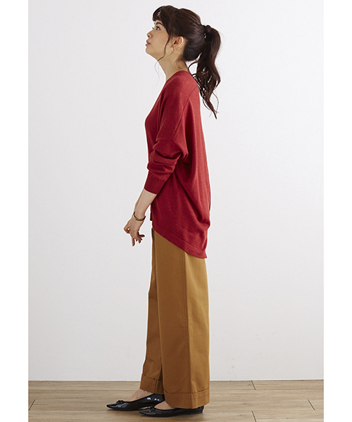 Live in comfort（リブインコンフォート）の「リブ　イン　コンフォート　しっかり素材で脚のラインをカモフラージュ　コットンワイドパンツ（その他パンツ・レディース・インディゴブルー/ブラック/キャメル/カーキ/ベージュ・10/6/8/11/9/12/7/2/15 /14/13/3/1/5/4）」の17枚目の写真