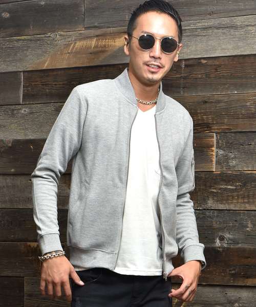 JOKER（ジョーカー）の「スウェットMA-1フライトジャケット（MA-1・メンズ・ブラック/オフホワイト/杢グレー/ネイビー/カーキ/サックスブルー/ブルー系その他/グレー系その他/ライトピンク/ブラック系その他2/ブラック系その他/グレー系その他2/チェック/ホワイト系その他/レッド系その他/ブラウン系その他・L/XL/M/S）」の7枚目の写真