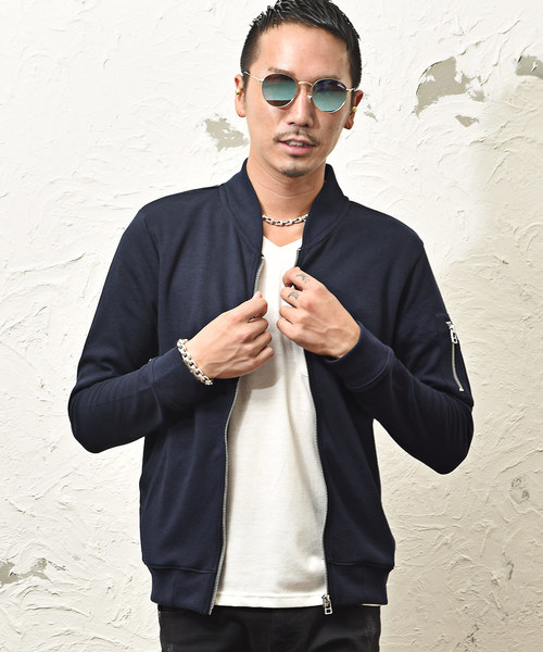 JOKER（ジョーカー）の「スウェットMA-1フライトジャケット（MA-1・メンズ・ブラック/オフホワイト/杢グレー/ネイビー/カーキ/サックスブルー/ブルー系その他/グレー系その他/ライトピンク/ブラック系その他2/ブラック系その他/グレー系その他2/チェック/ホワイト系その他/レッド系その他/ブラウン系その他・L/XL/M/S）」の12枚目の写真