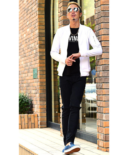 JOKER（ジョーカー）の「スウェットMA-1フライトジャケット（MA-1・メンズ・ブラック/オフホワイト/杢グレー/ネイビー/カーキ/サックスブルー/ブルー系その他/グレー系その他/ライトピンク/ブラック系その他2/ブラック系その他/グレー系その他2/チェック/ホワイト系その他/レッド系その他/ブラウン系その他・L/XL/M/S）」の17枚目の写真