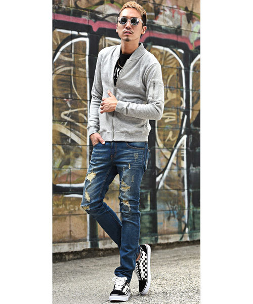 JOKER（ジョーカー）の「スウェットMA-1フライトジャケット（MA-1・メンズ・ブラック/オフホワイト/杢グレー/ネイビー/カーキ/サックスブルー/ブルー系その他/グレー系その他/ライトピンク/ブラック系その他2/ブラック系その他/グレー系その他2/チェック/ホワイト系その他/レッド系その他/ブラウン系その他・L/XL/M/S）」の19枚目の写真