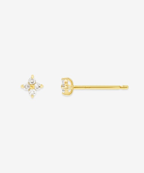 K10 イエローゴールド ダイヤモンド フラワーモチーフ ピアス ESTELLE ESTELLE ピアス K10 イエローゴールド ダイヤモンド フラワー