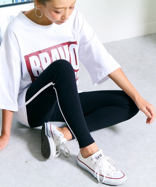 reca（レカ）の「伸縮性抜群◇recaレギンスシリーズ③ サイドライン 柔らかストレッチレギンス（レギンス/スパッツ・レディース・ブラック/ライトグレー・FREE）」の5枚目の写真