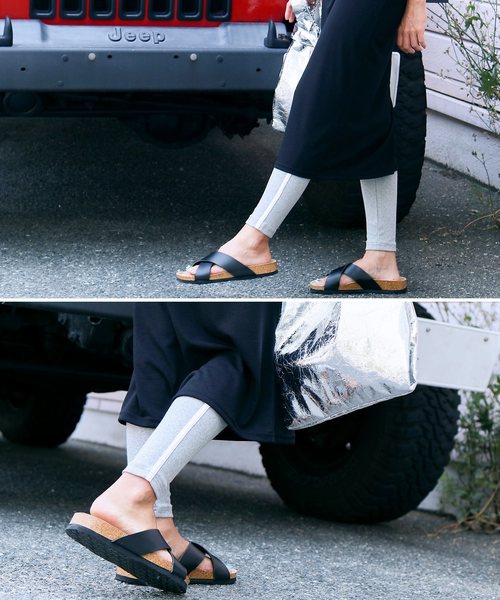 reca（レカ）の「伸縮性抜群◇recaレギンスシリーズ③ サイドライン 柔らかストレッチレギンス（レギンス/スパッツ・レディース・ブラック/ライトグレー・FREE）」の8枚目の写真